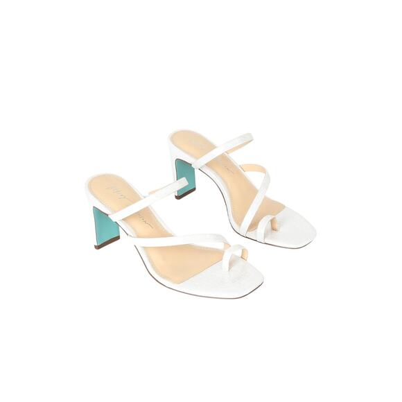Betsey Johnson Shoes - Betsey Johnson Anya Heels 8 White Croc Mule Sandals Bridal Y2K Heels Shoes Y2K